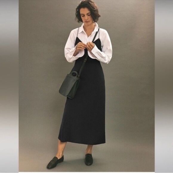 Madewell NWT The Layton Midi Slip Dress Size 2 in True Black - Picture 5 of 12